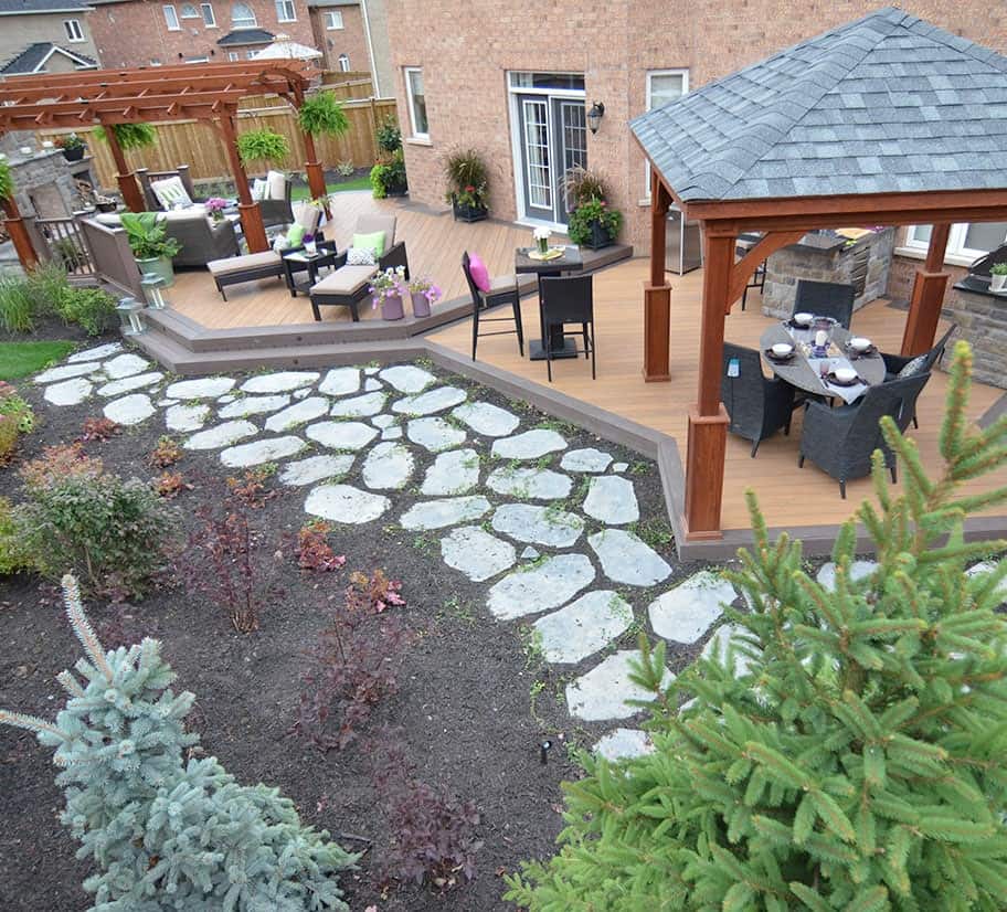 Deck with patio stone path