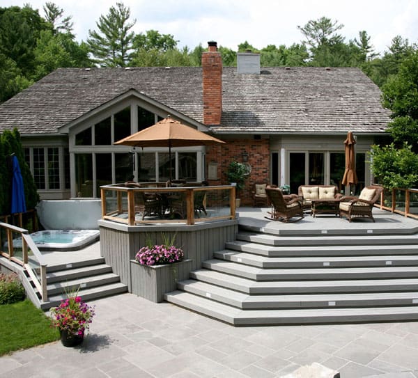 composite deck with magnificent staircase