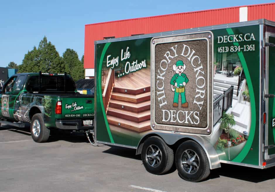 About-Hickory-Dickory-Decks hickory dickory decks branding on truck and trailer