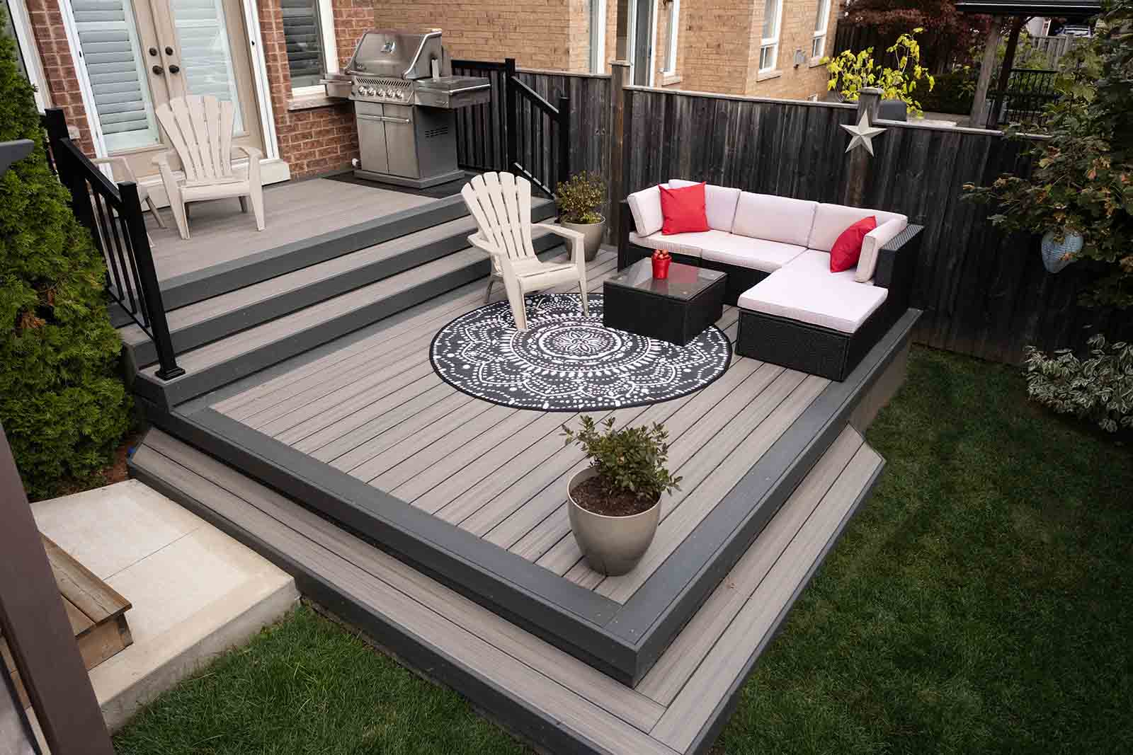 comfortable furniture on outdoor deck