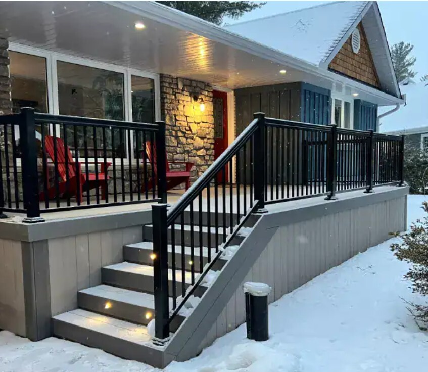snow covered deck