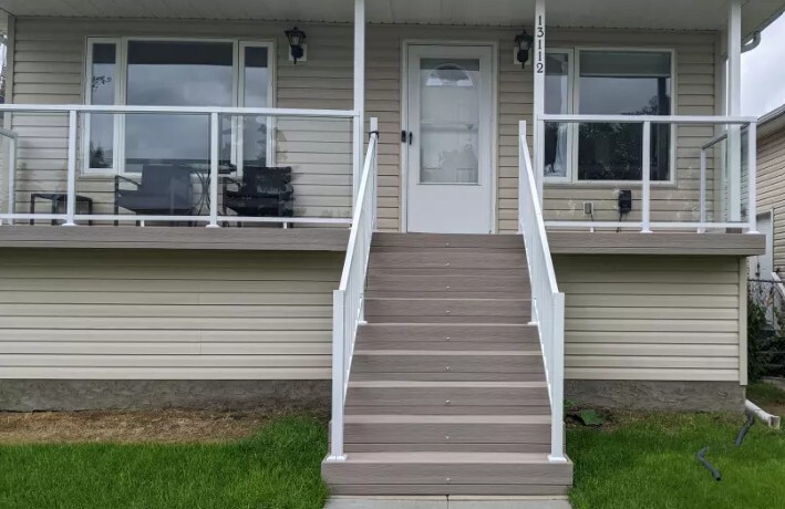 composite decking and glass railings in Red Deer