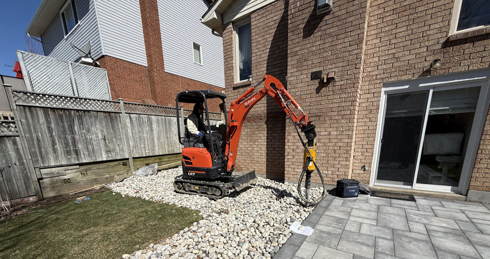 helical pile installation for a deck