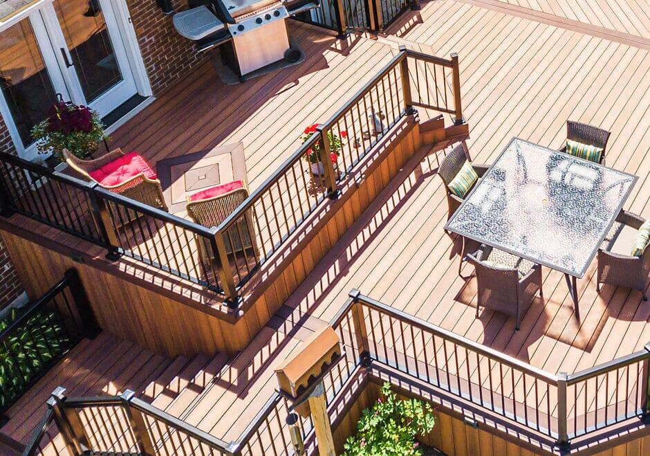 Deck-design-ideas overhead view of nicely designed deck