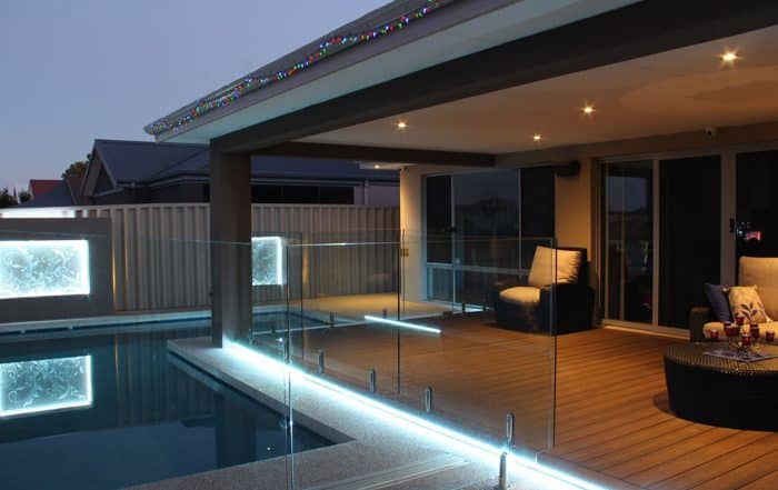 modern patio and pool