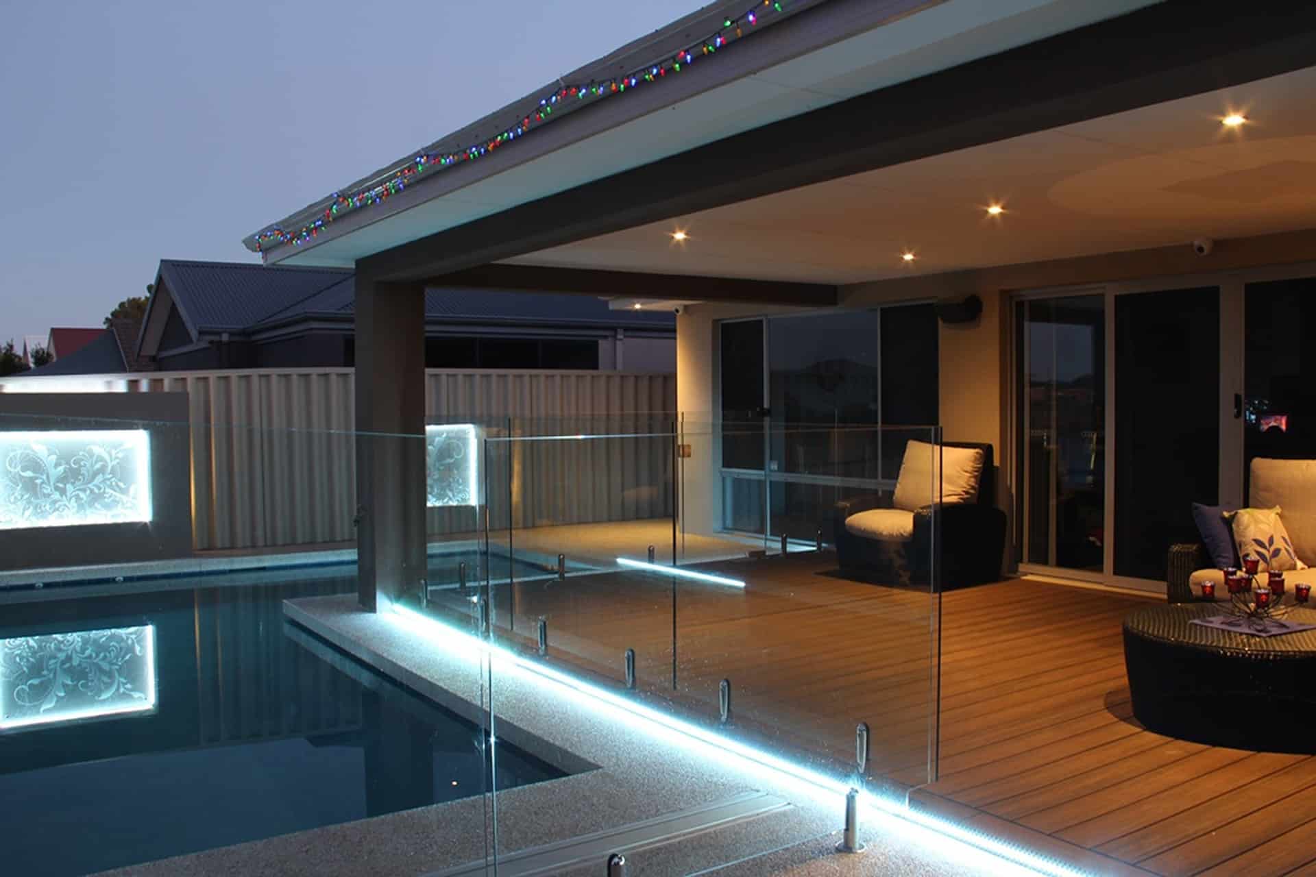 modern patio and pool