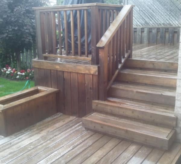 cleaning a deck