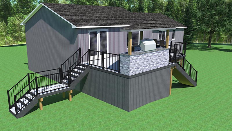 3d rendering of a deck and stairs