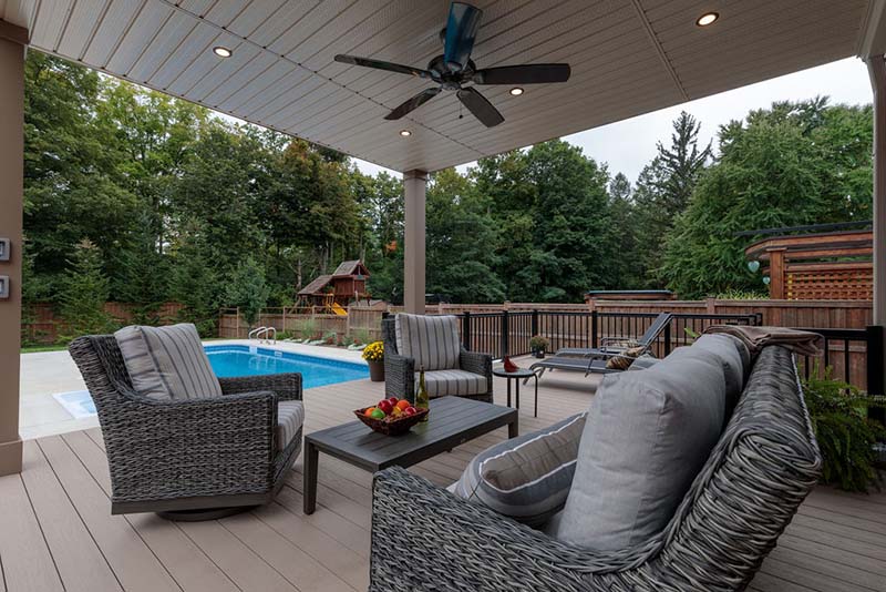 deck fan attached to patio roof