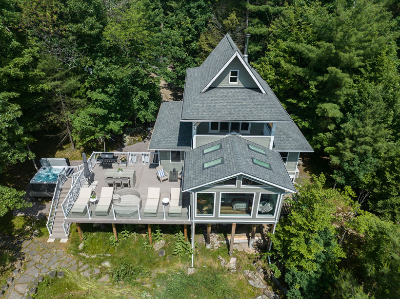 elevated composite deck on cottage