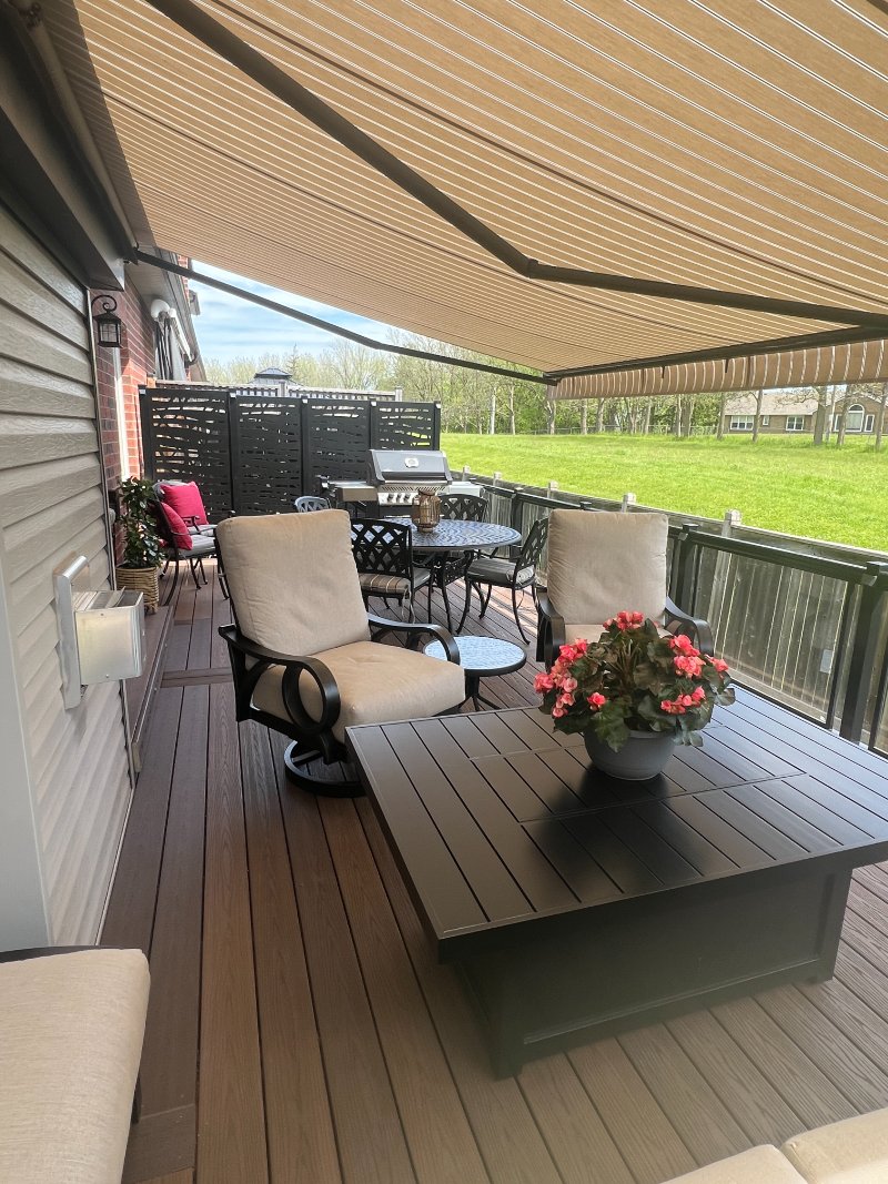 awning providing shelter and shade
