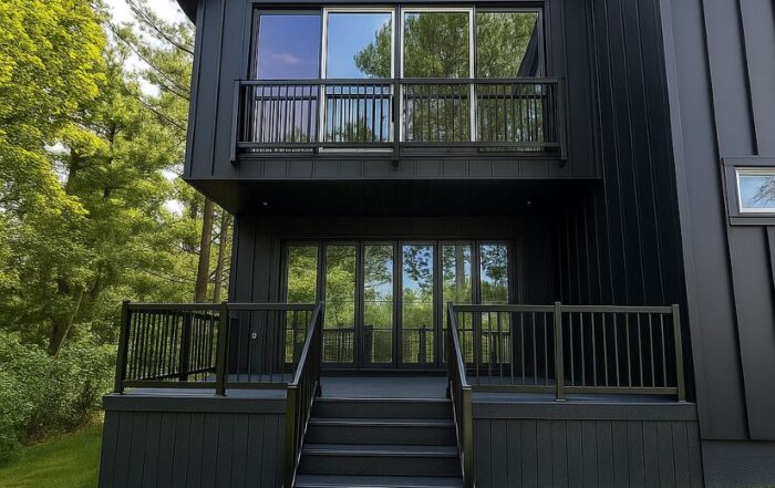 modern deck in Niagara with composite deck