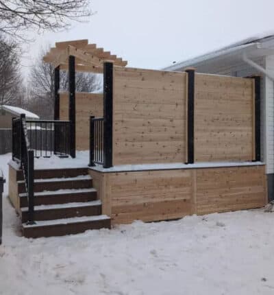 new deck with snow on it