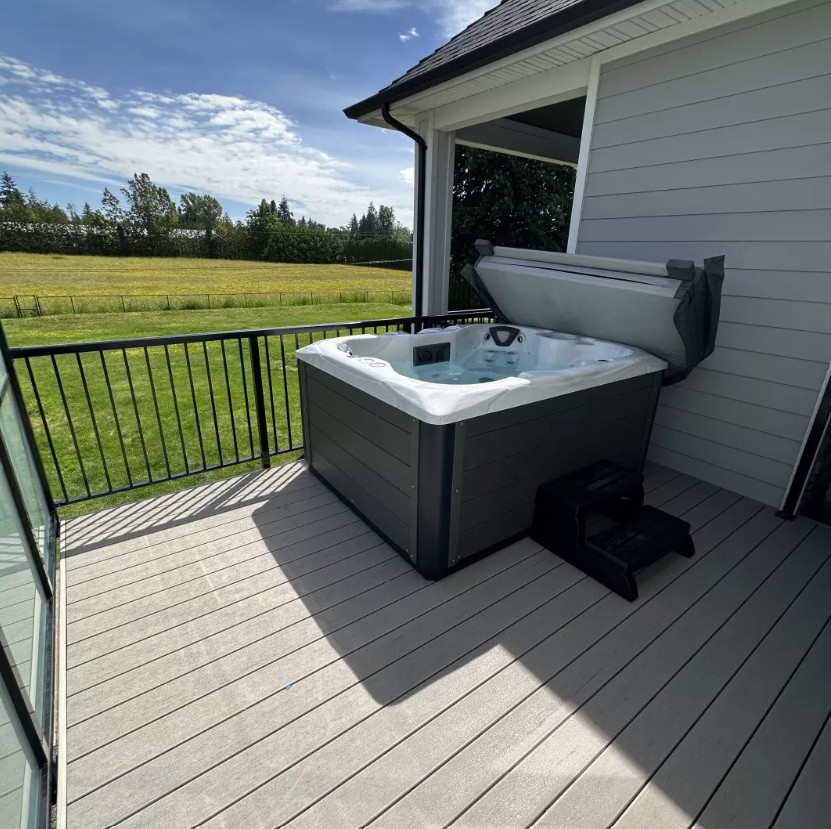 Clubhouse composite hot tub deck in Langley, BC
