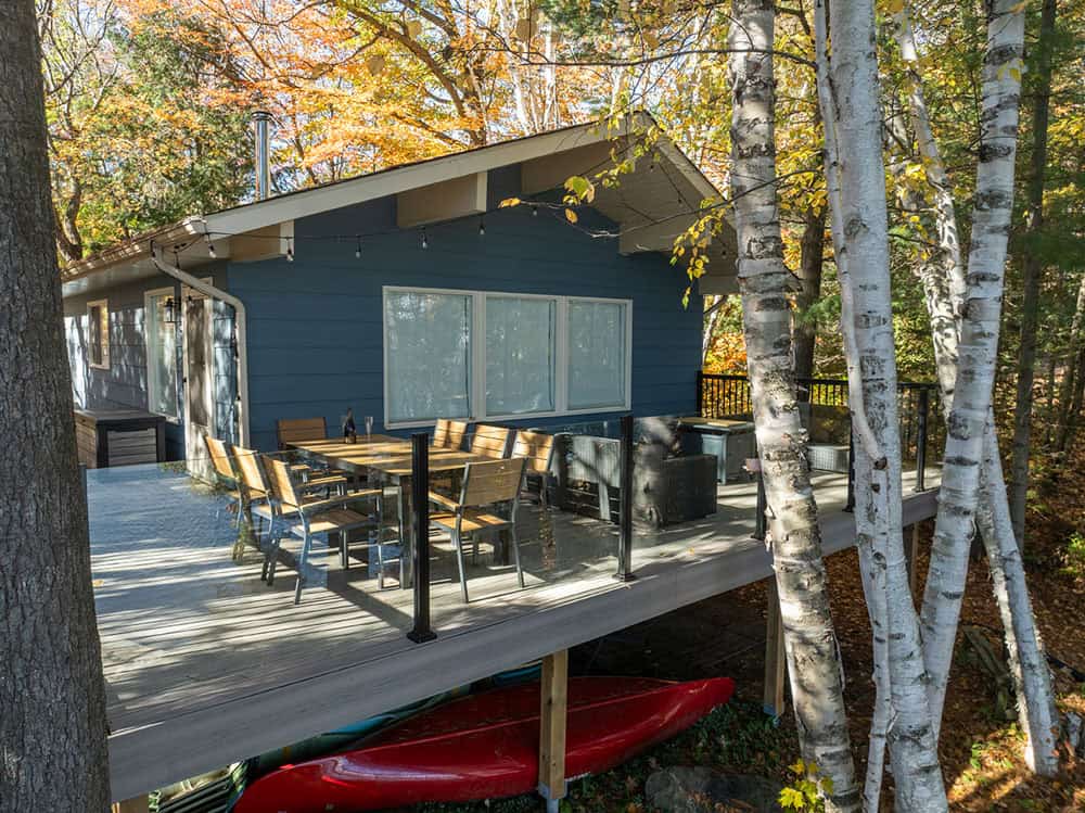 cottage deck with glass railings