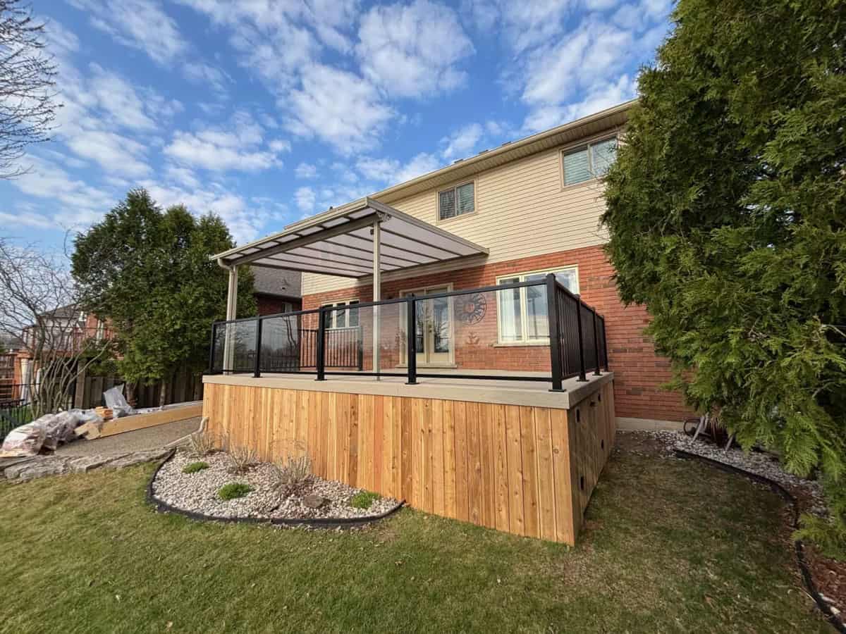 pergola on new deck build in Binbrook, Ontario
