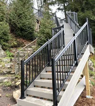 clubhouse pvc decking on staircase in Georgian Bay